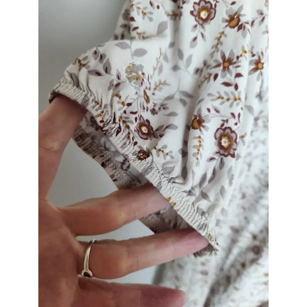 Naif Floral faux wrap Ruffled dress sz L cottagecore boho floral Prairie - Picture 3 of 10